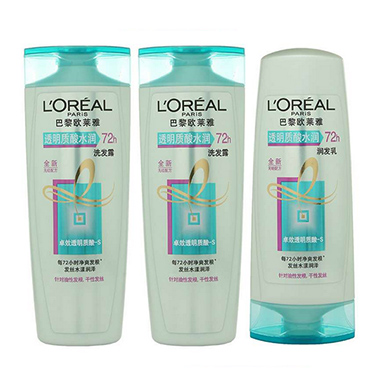 歐萊雅透明質酸水潤洗髮露400ml*2+透明質酸水潤潤髮乳400ml