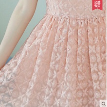 荷葉邊歐根紗刺繡短袖鏤空蕾絲連衣裙 夏韓系小香風短裙A字連衣裙