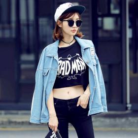 韓都衣捨2017韓版女裝新款黑白拼接插肩棒球服春季短外套HH5597妠 樸信惠同款 黑白拼接 插肩袖 棒球服