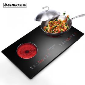 志高嵌入式電陶爐家用雙頭雙灶鑲嵌式電磁爐雙眼光波爐特價正品 不挑鍋可燒烤 三環猛火 嵌入式雙灶