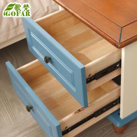 歌梵 床頭櫃 地中海美式鄉村藍色田園床邊櫃 儲物臥室傢俱 品質保障 用料環保 質保5年--不單賣